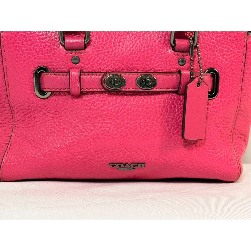 Coach Hot Pink Pebbled Leather Crossbody Satchel - Picture 7 of 15